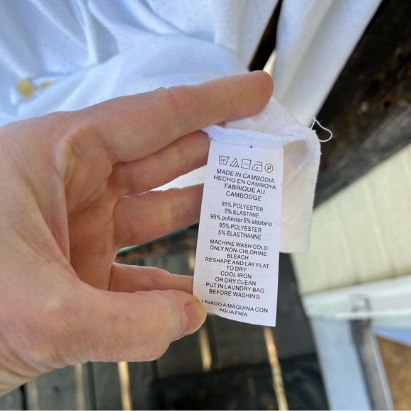 MICHAEL Michael Kors White Eyelet Peasant Top Sz L - Picture 6 of 11